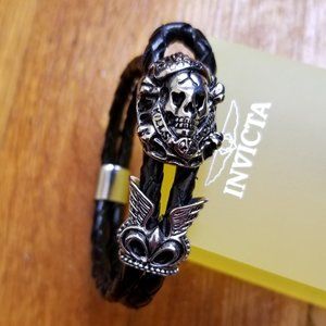 New Skull Leather Braid Bracelet